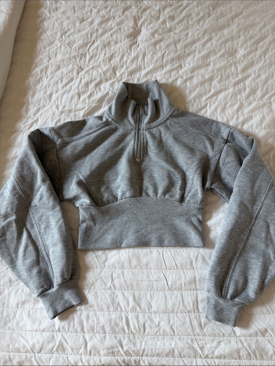 ALO Yoga Tops - Alo Cropped Grey Half-Zip Pullover